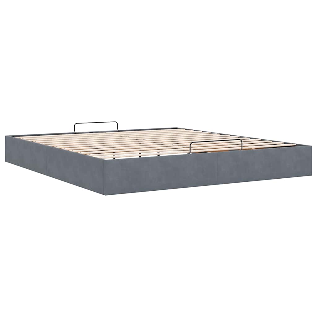 Ottoman Bed Frame No Mattress Dark Grey Super King Velvet