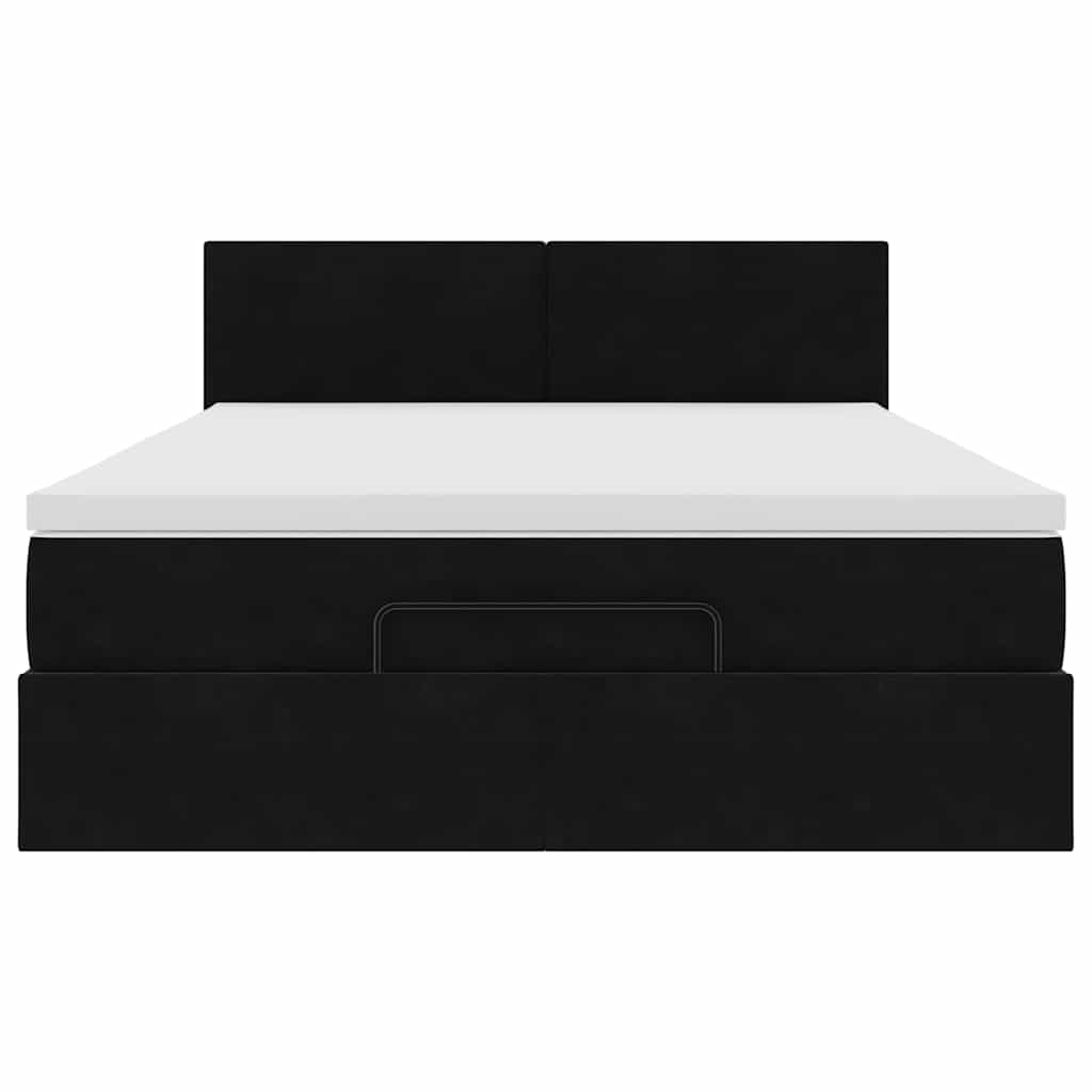 Ottoman Bed with Mattress & LEDs Black 140x200cm Velvet