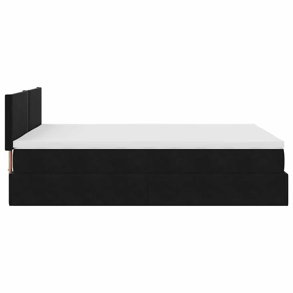 Ottoman Bed with Mattress & LEDs Black 140x200cm Velvet