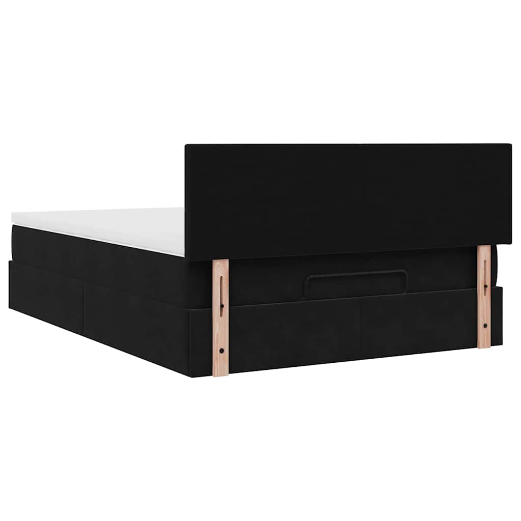 Ottoman Bed with Mattress & LEDs Black 140x200cm Velvet