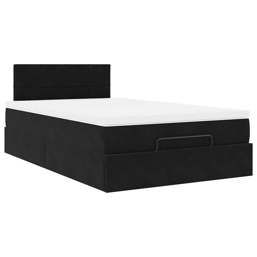 Ottoman Bed with Mattress & LEDs Black 120x200cm Velvet