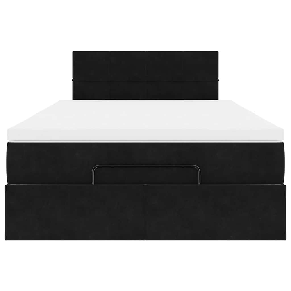Ottoman Bed with Mattress & LEDs Black 120x200cm Velvet