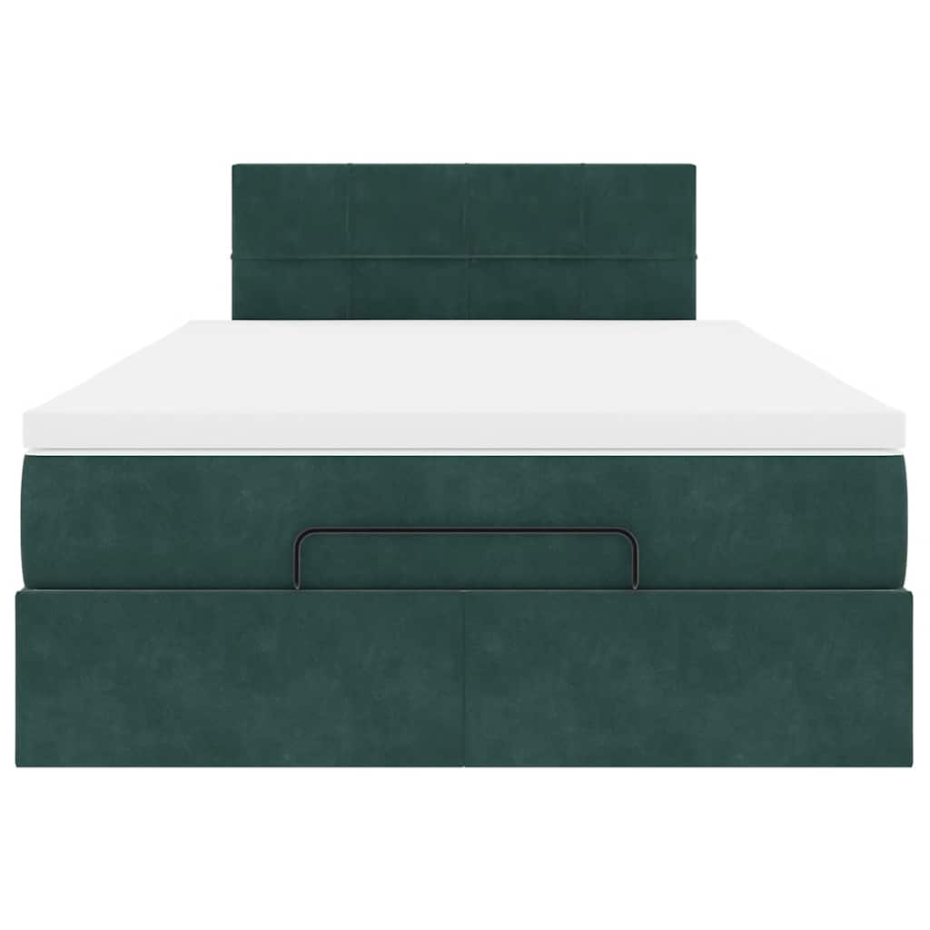 Ottoman Bed with Mattress & LEDs Dark Green 120x200cm Velvet