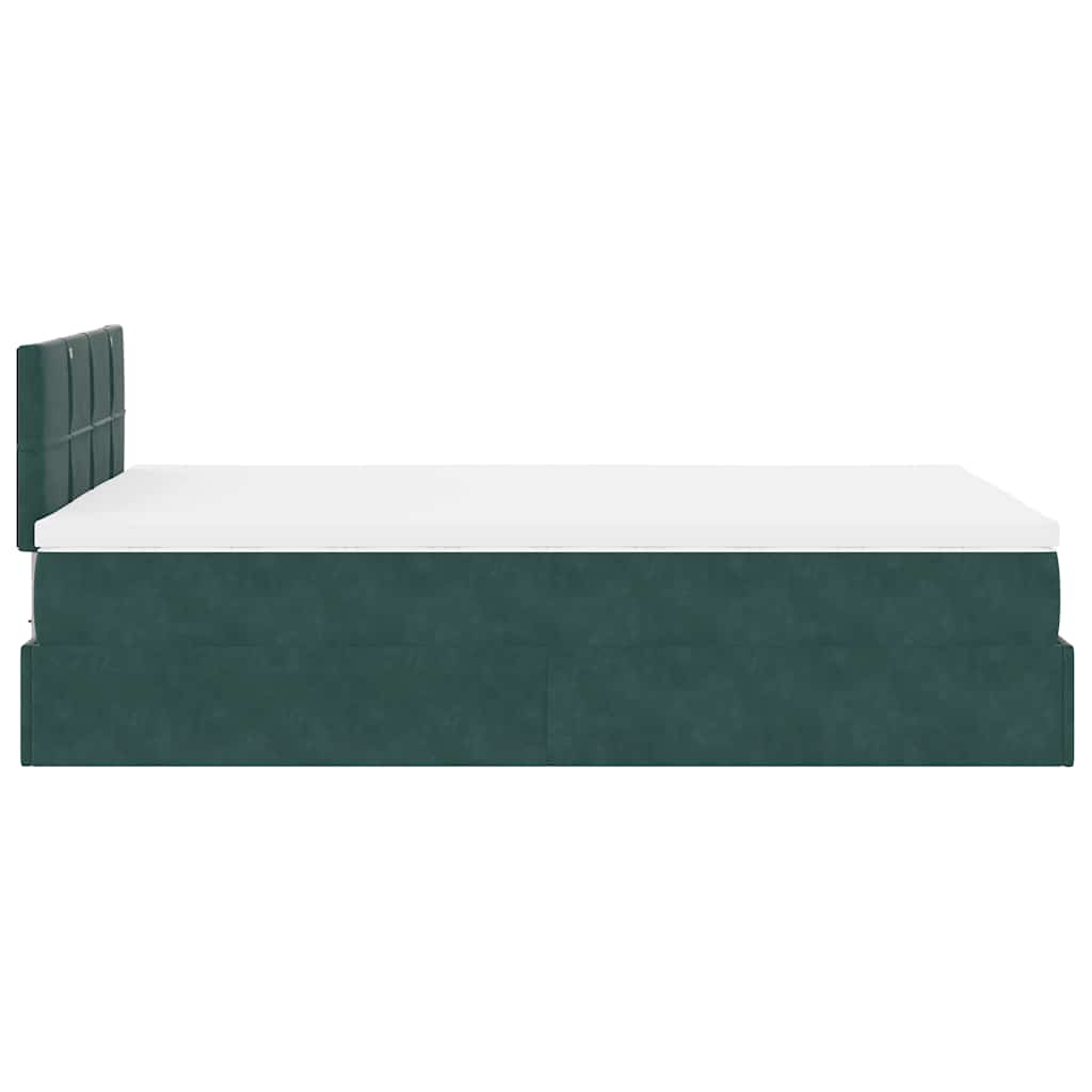Ottoman Bed with Mattress & LEDs Dark Green 120x200cm Velvet