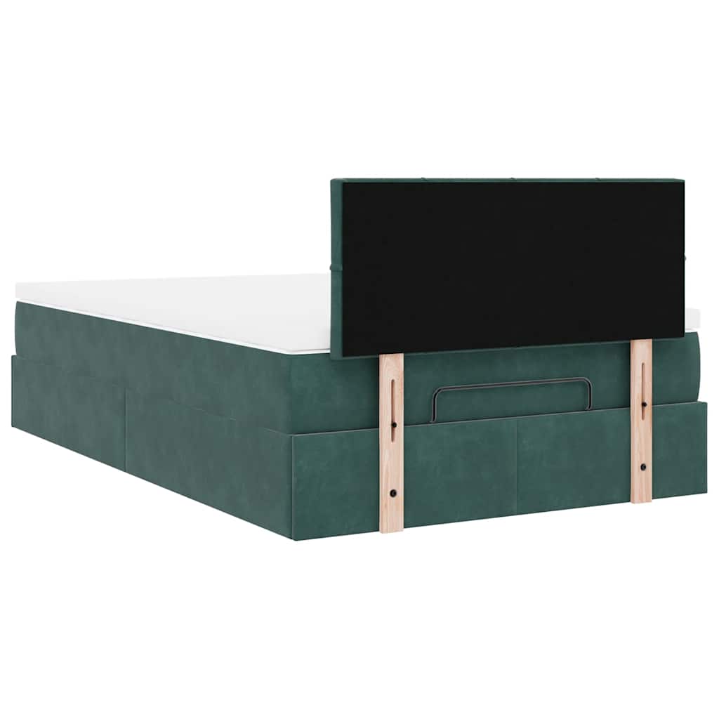 Ottoman Bed with Mattress & LEDs Dark Green 120x200cm Velvet