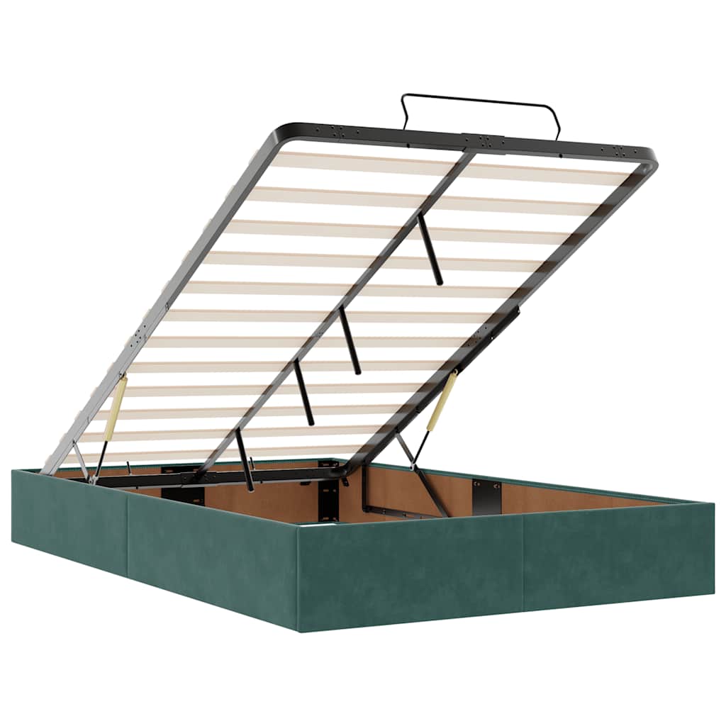 Ottoman Bed with Mattress & LEDs Dark Green 120x200cm Velvet