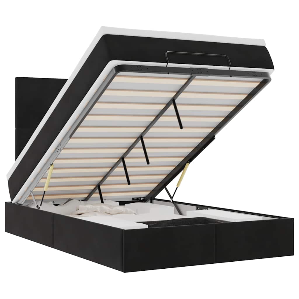 Ottoman Bed with Mattresses Black 120x200cm Velvet