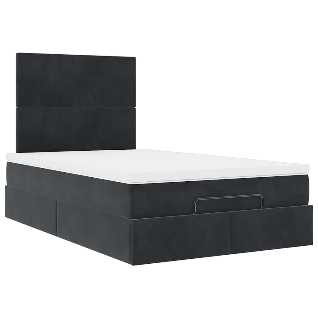 Ottoman Bed with Mattresses Black 120x200cm Velvet