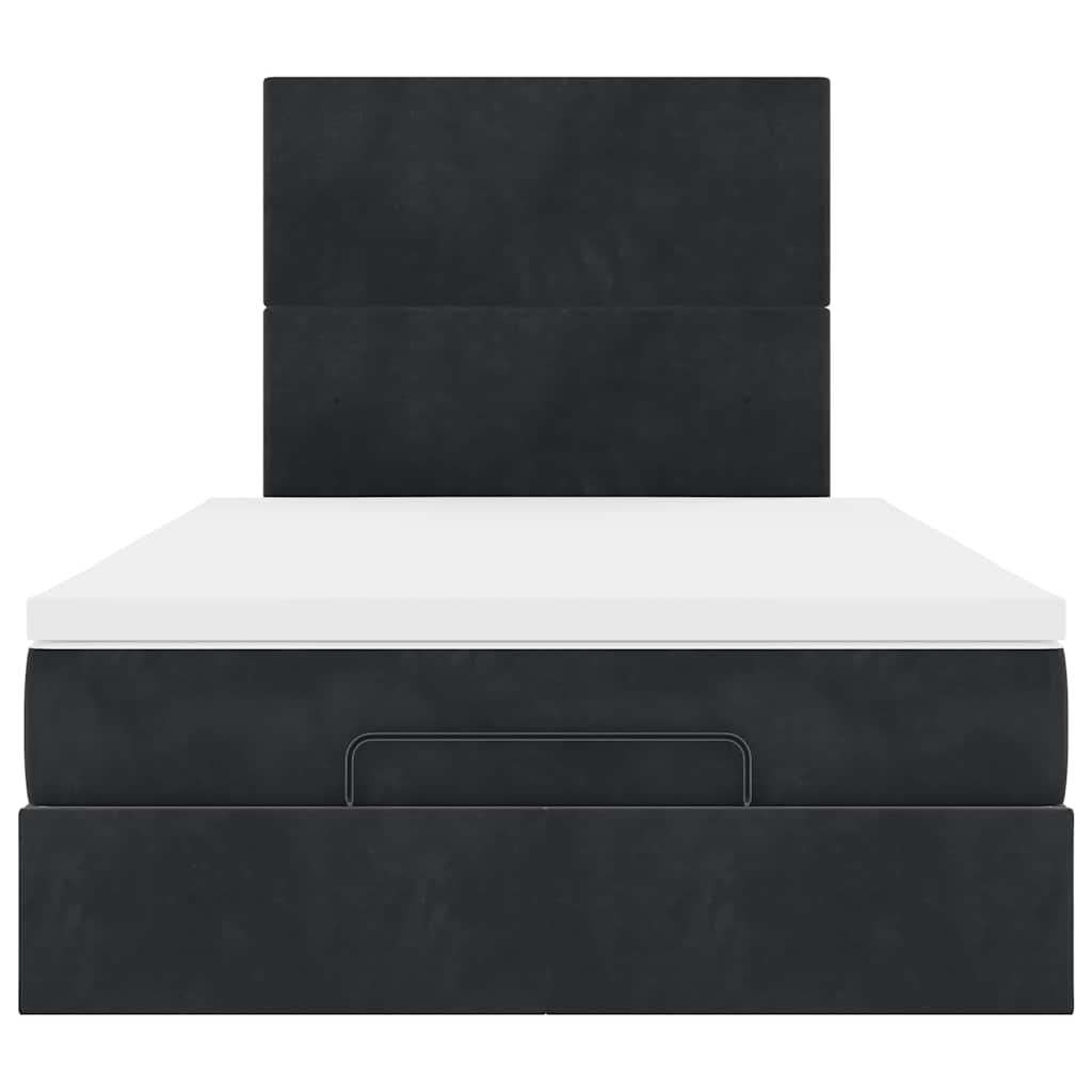 Ottoman Bed with Mattresses Black 120x200cm Velvet