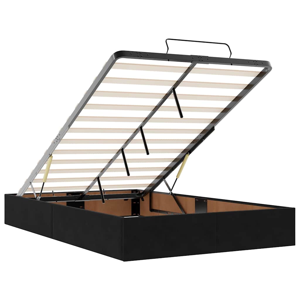 Ottoman Bed with Mattresses Black 120x200cm Velvet