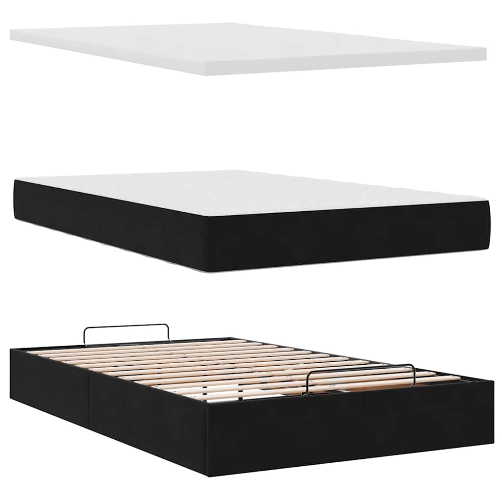 Ottoman Bed with Mattresses Black 120x200cm Velvet