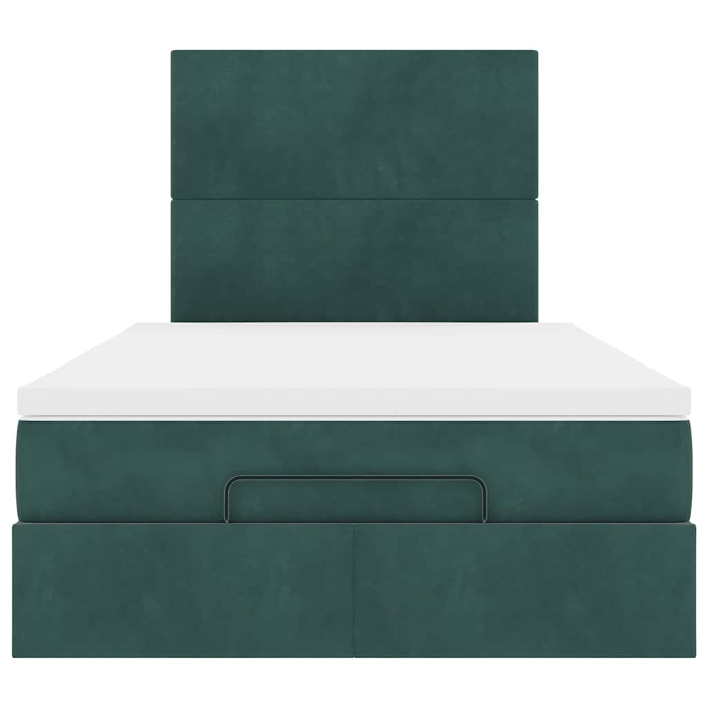 Ottoman Bed with Mattresses Dark Green 120x200cm Velvet