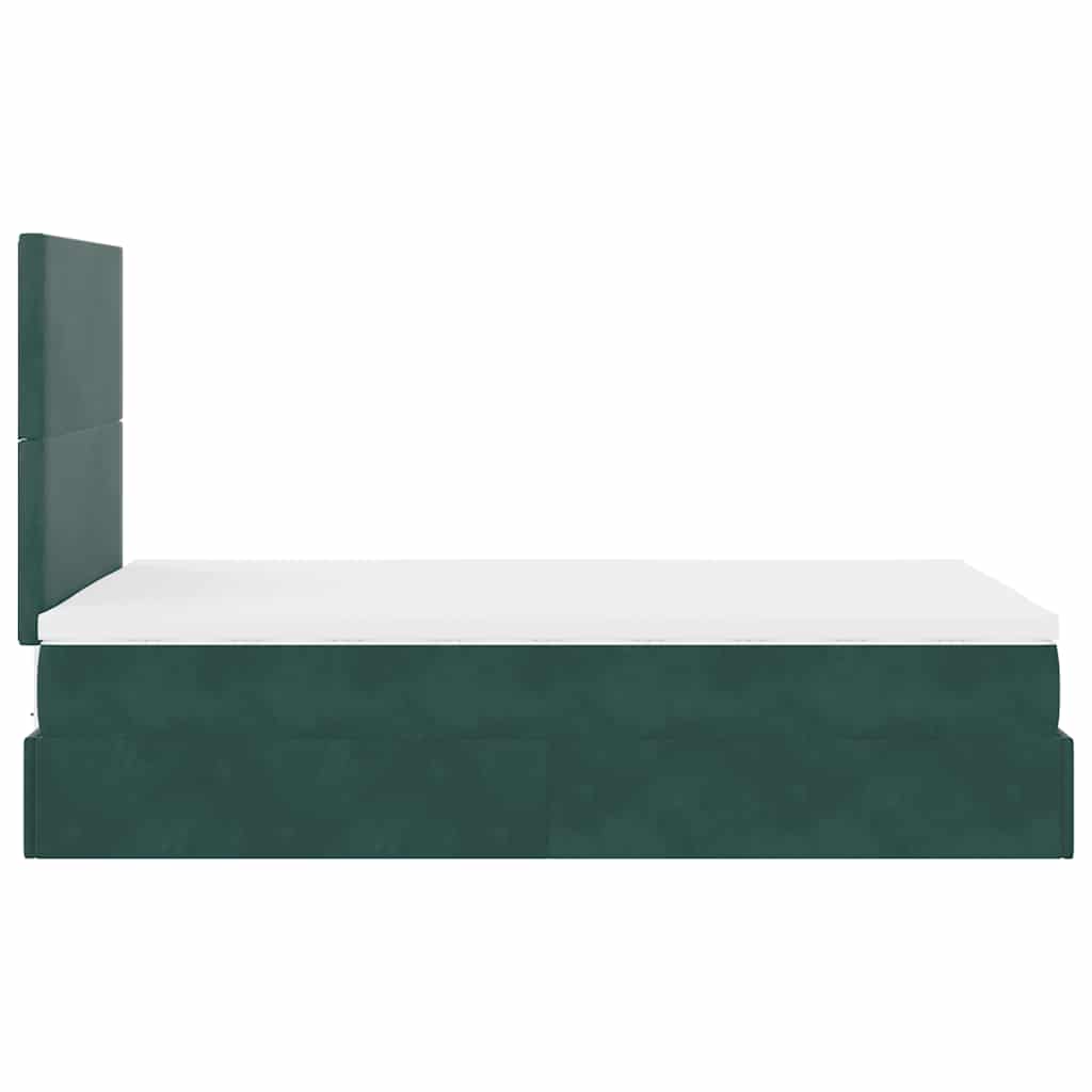 Ottoman Bed with Mattresses Dark Green 120x200cm Velvet
