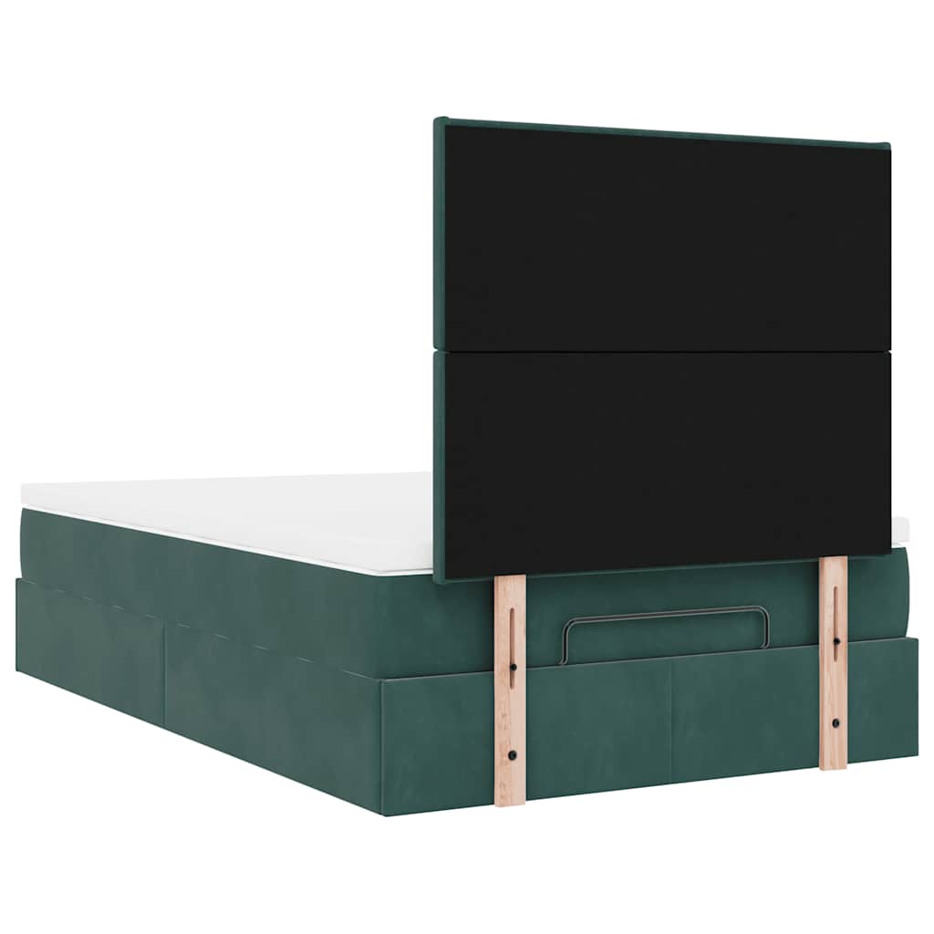 Ottoman Bed with Mattresses Dark Green 120x200cm Velvet