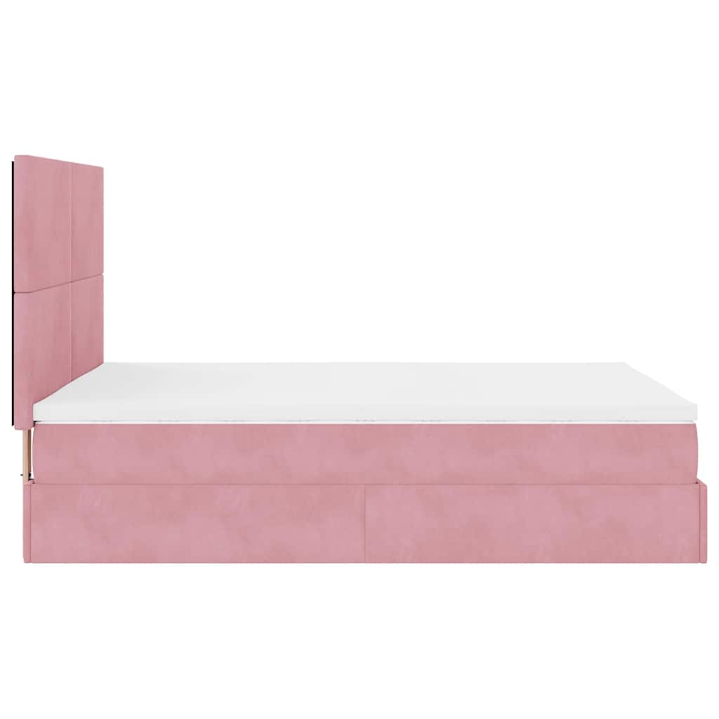 Ottoman Bed with Mattresses Pink 140x190cm Velvet
