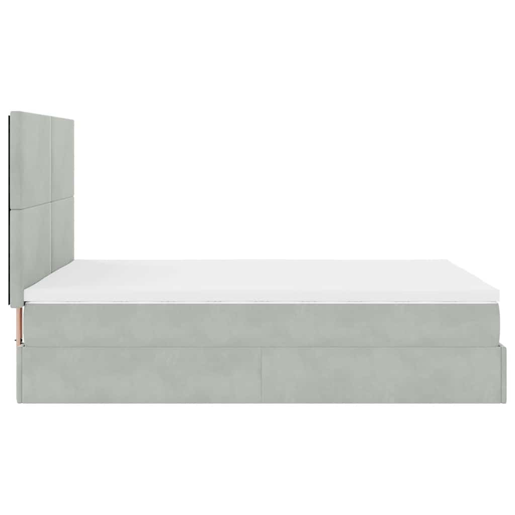 Ottoman Bed with Mattresses Light Grey 140x200cm Velvet