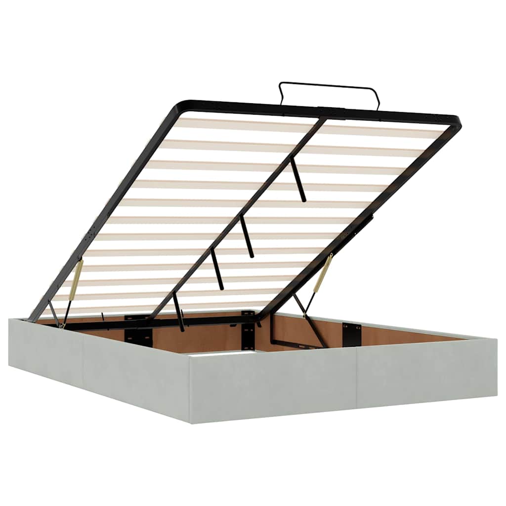 Ottoman Bed with Mattresses Light Grey 140x200cm Velvet