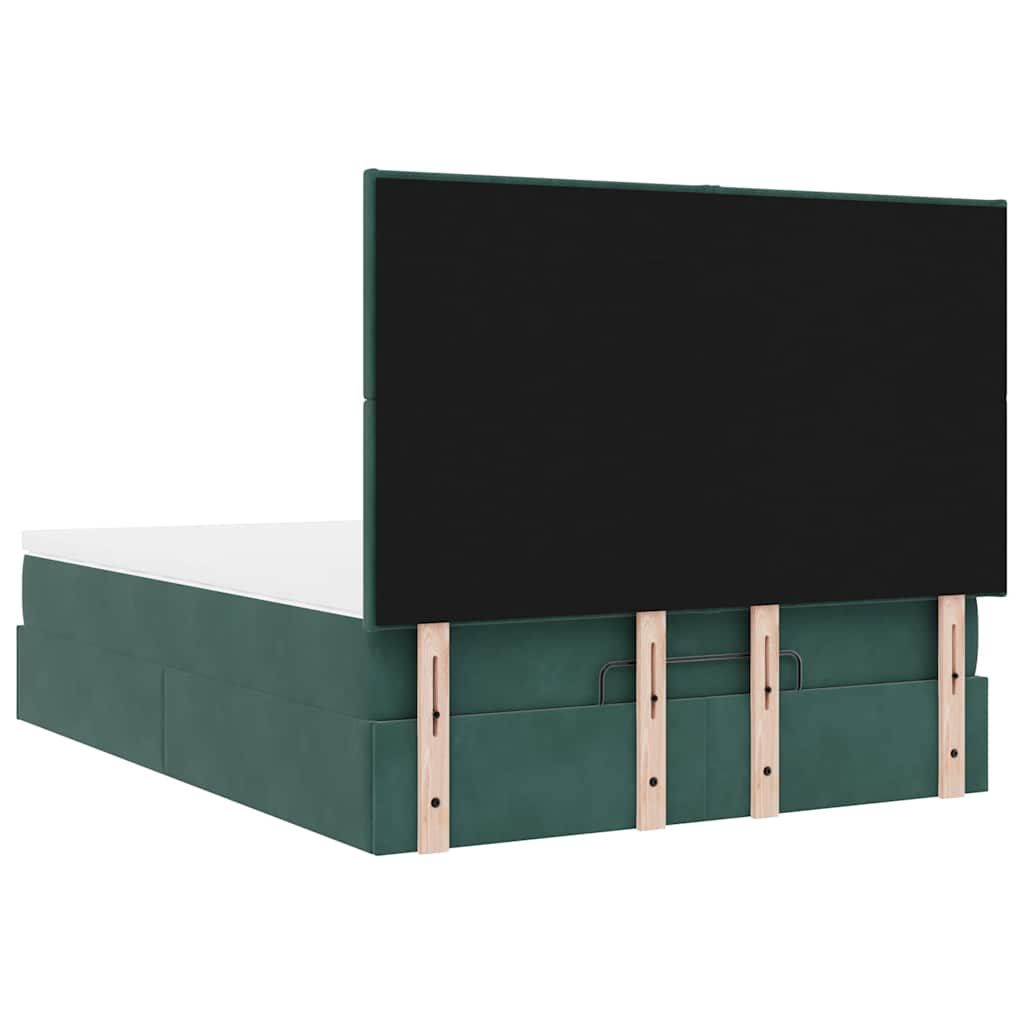 Ottoman Bed with Mattresses Dark Green 140x200cm Velvet
