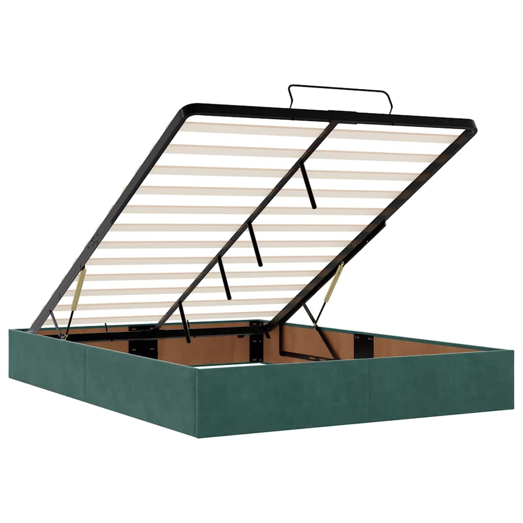 Ottoman Bed with Mattresses Dark Green 140x200cm Velvet