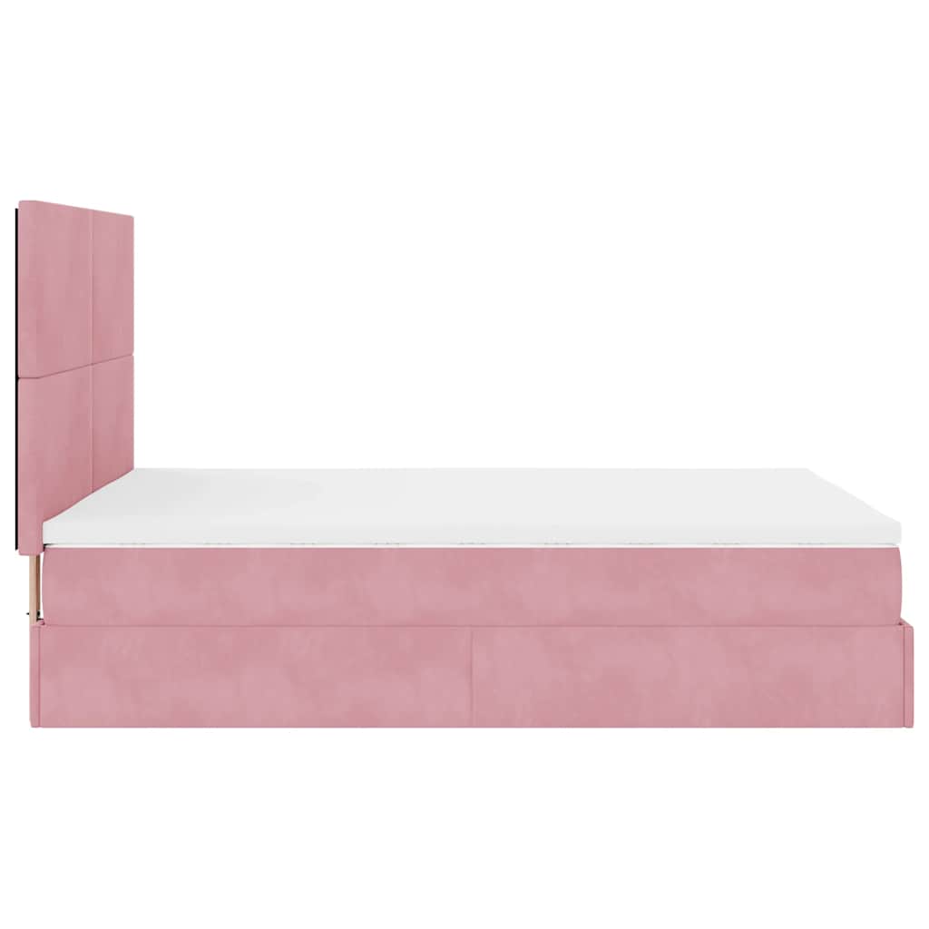 Ottoman Bed with Mattresses Pink 140x200cm Velvet