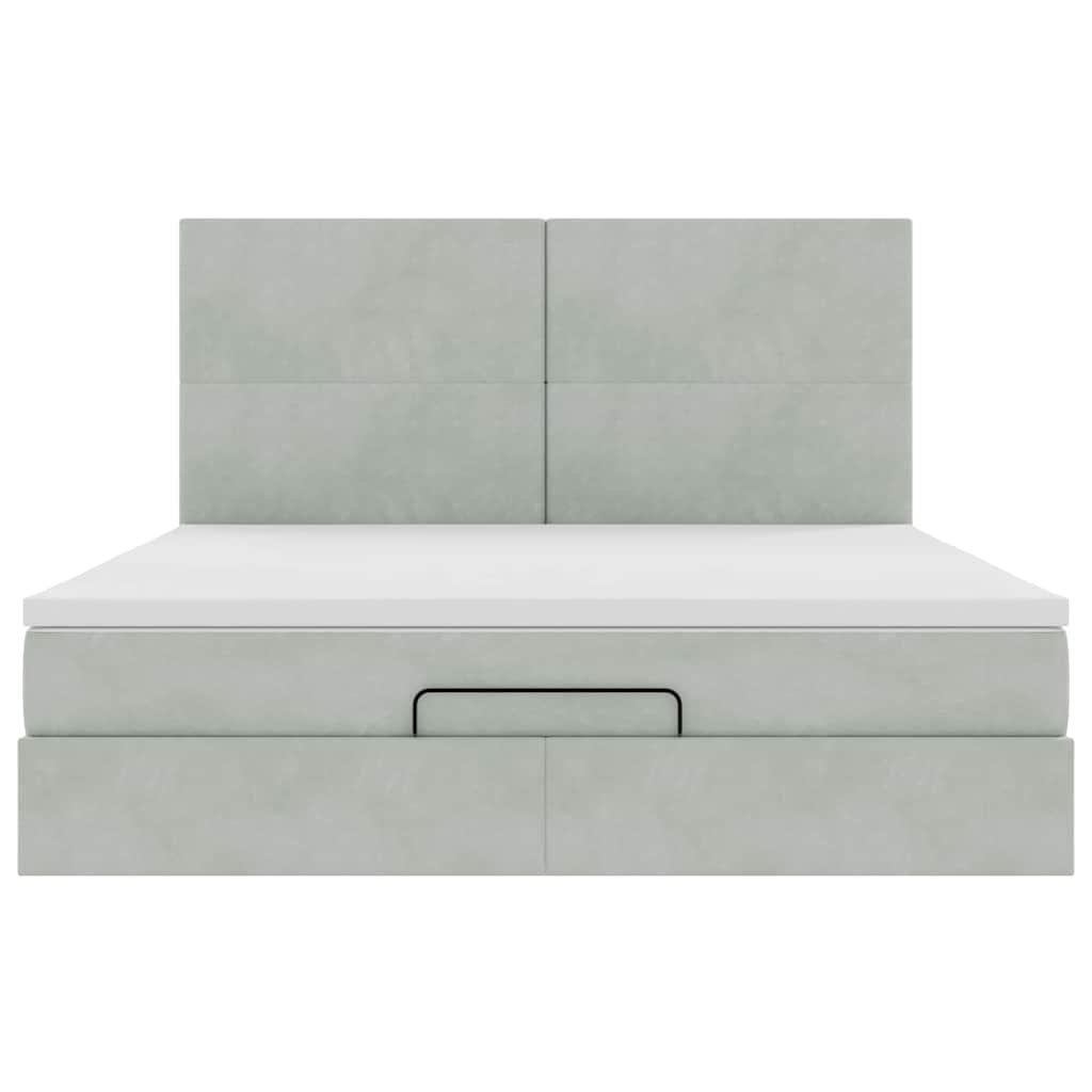Ottoman Bed with Mattresses Light Grey 160x200cm Velvet