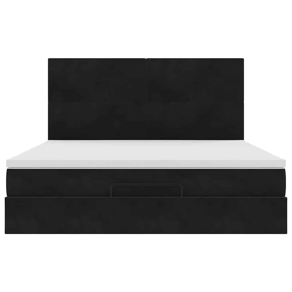 Ottoman Bed with Mattresses Black 160x200cm Velvet