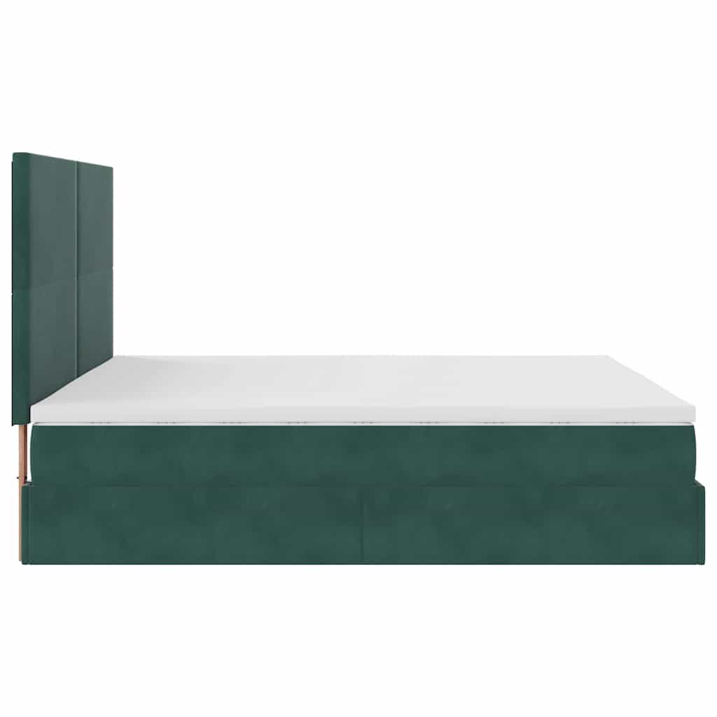 Ottoman Bed with Mattresses Dark Green 160x200cm Velvet