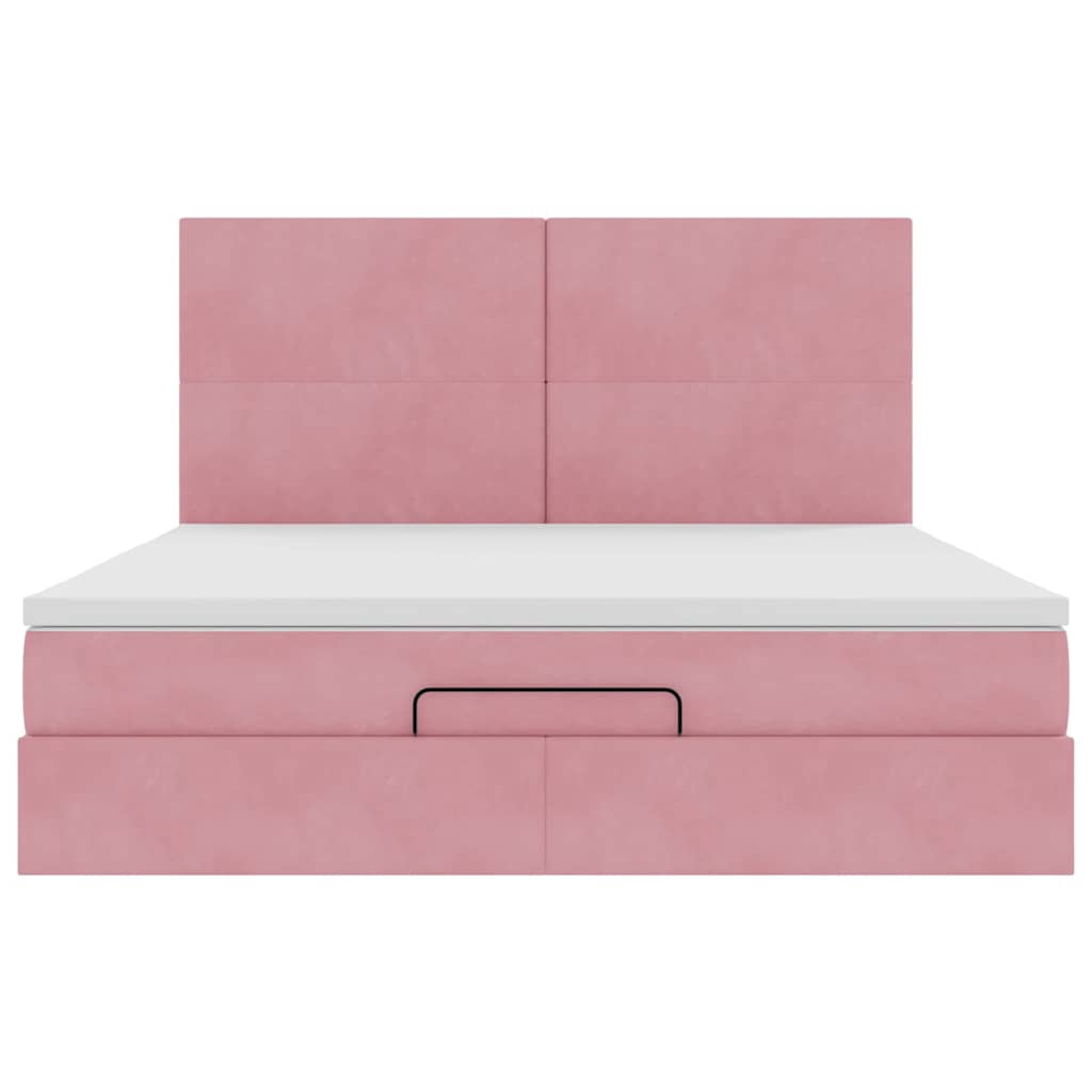 Ottoman Bed with Mattresses Pink 160x200cm Velvet