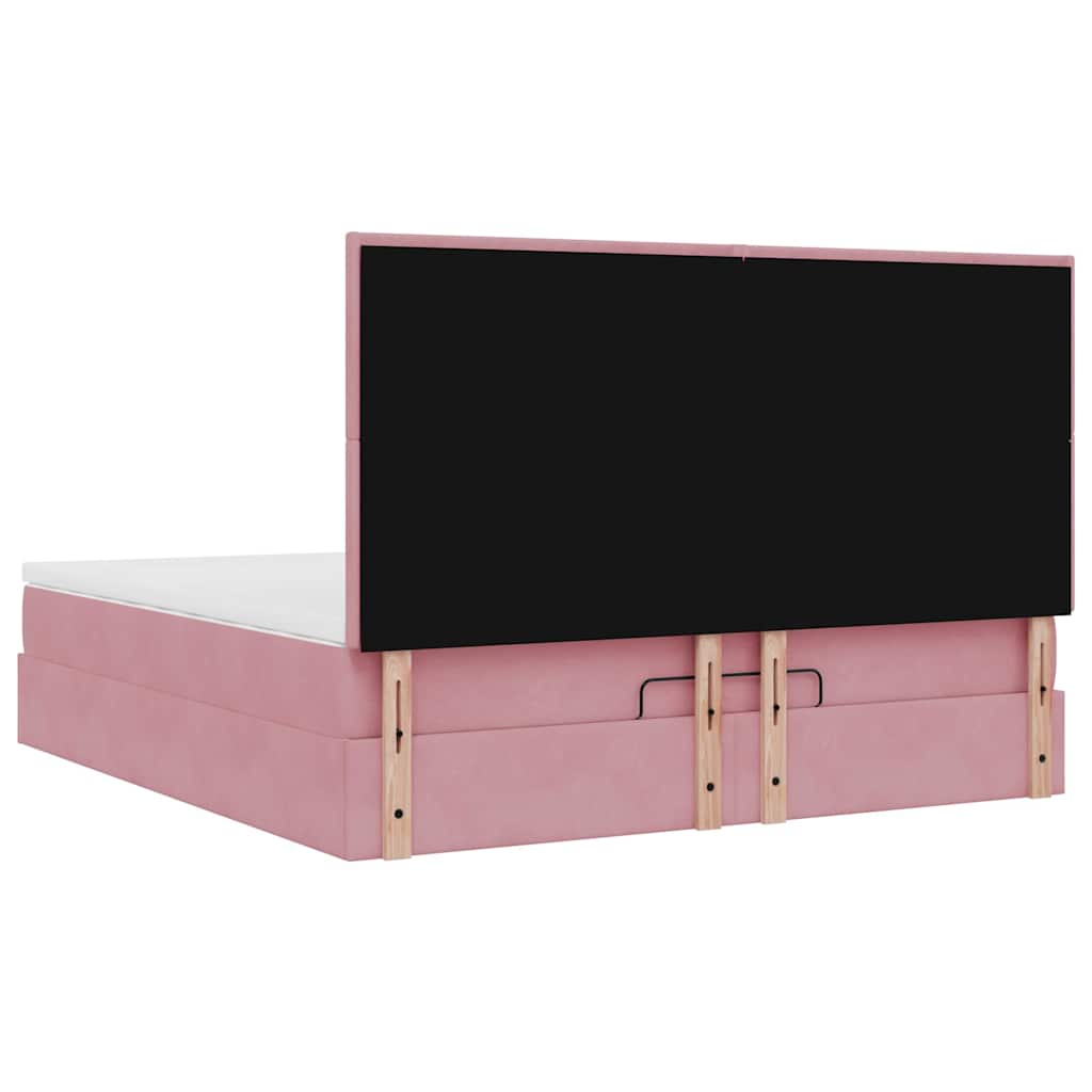 Ottoman Bed with Mattresses Pink 160x200cm Velvet