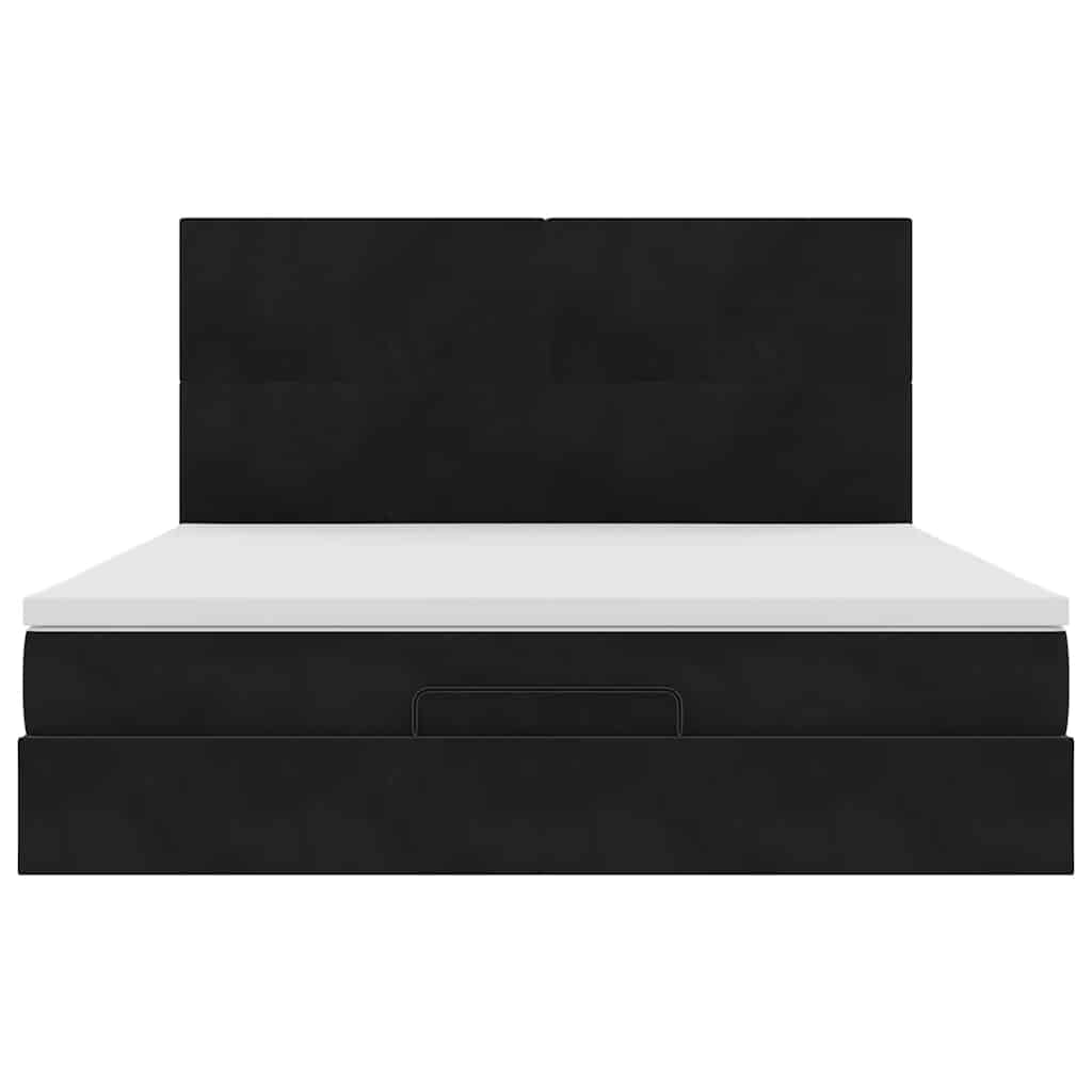 Ottoman Bed with Mattresses Black 180x200cm Velvet