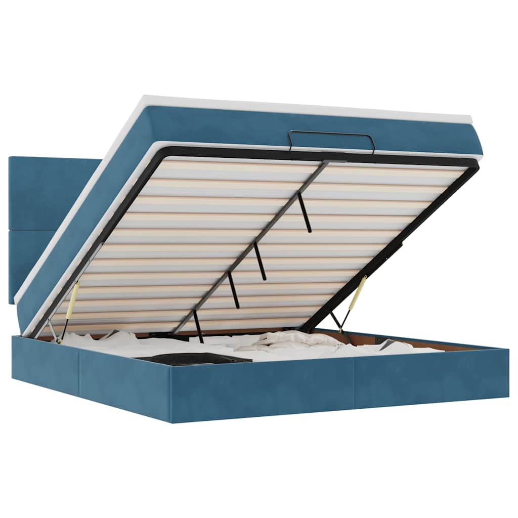 Ottoman Bed with Mattresses Dark Blue 180x200cm Velvet