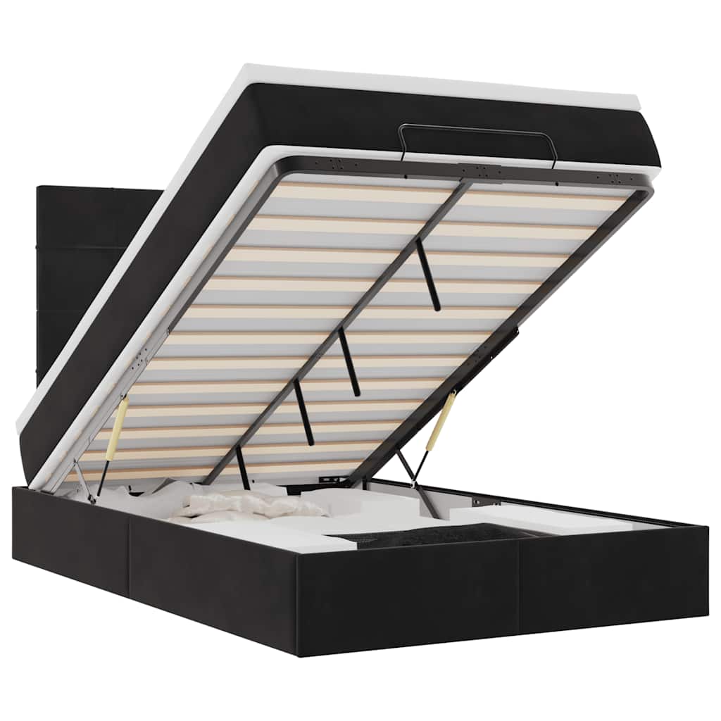 Ottoman Bed with Mattresses Black 120x200cm Velvet