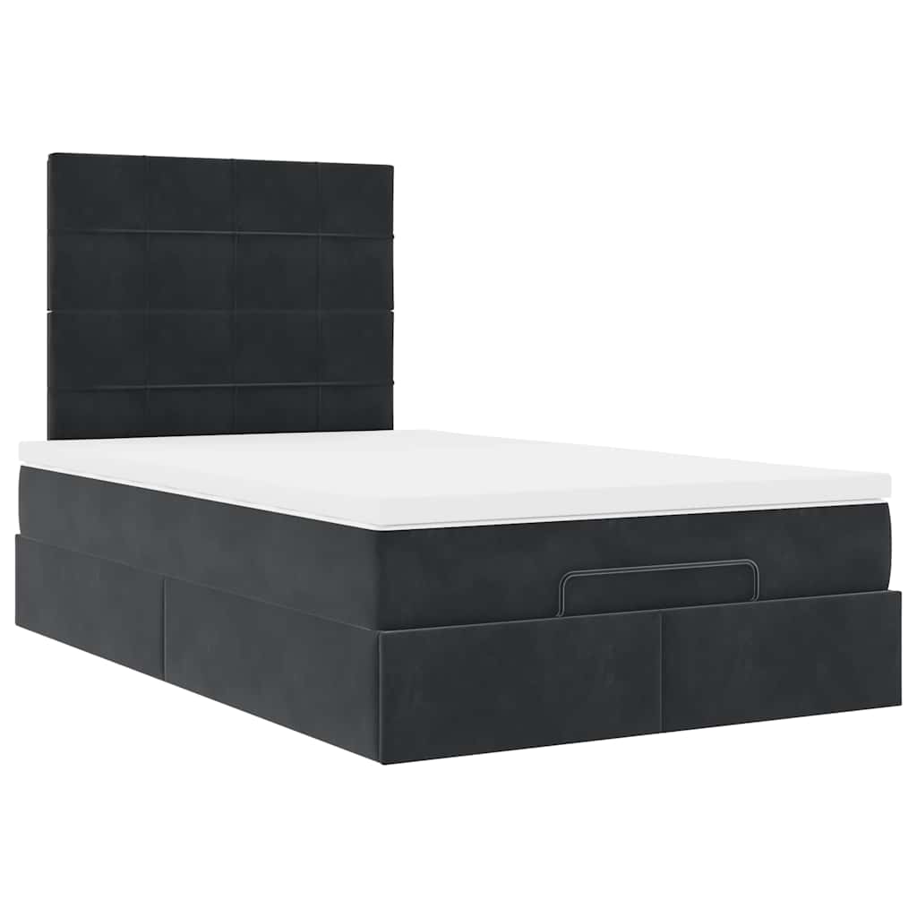 Ottoman Bed with Mattresses Black 120x200cm Velvet