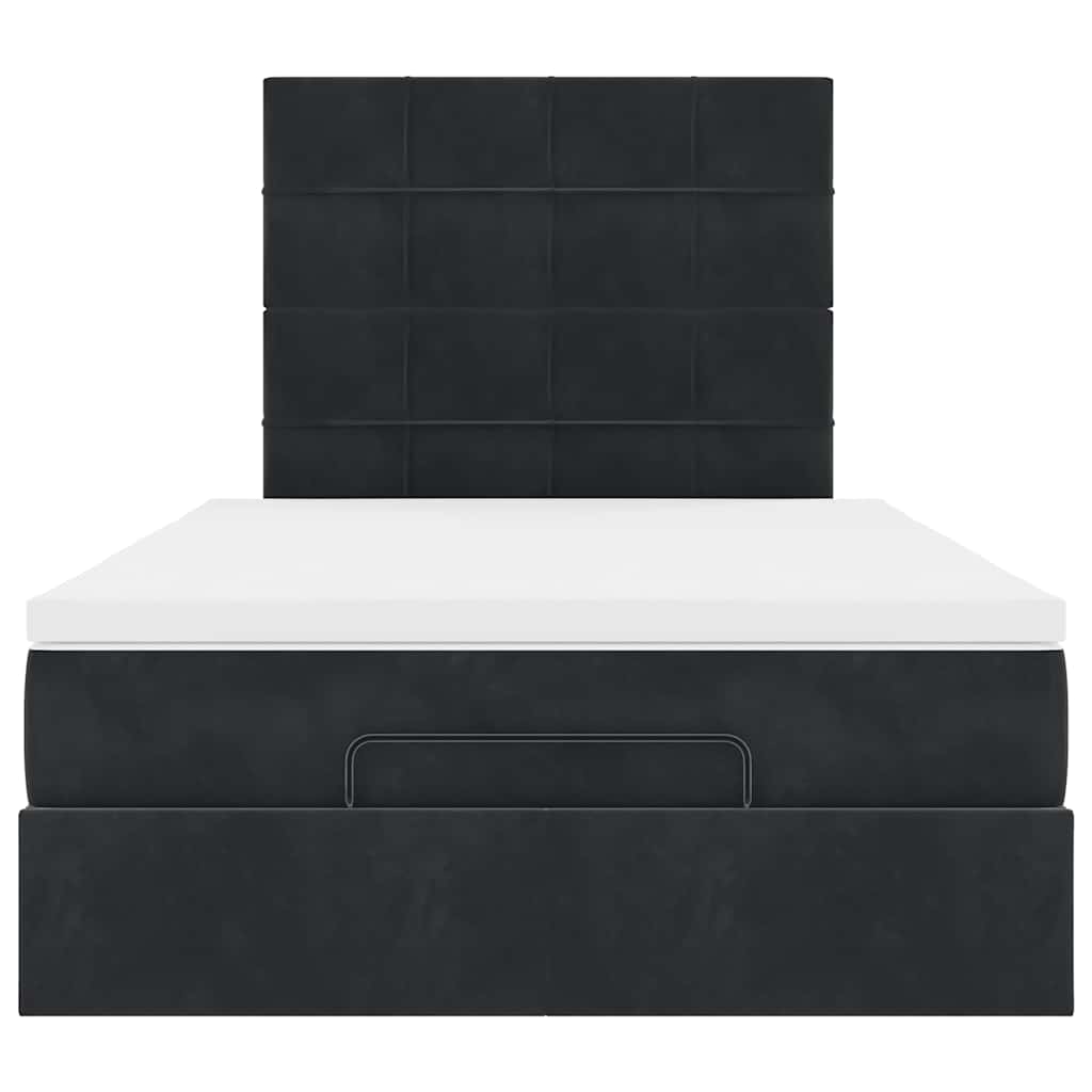 Ottoman Bed with Mattresses Black 120x200cm Velvet