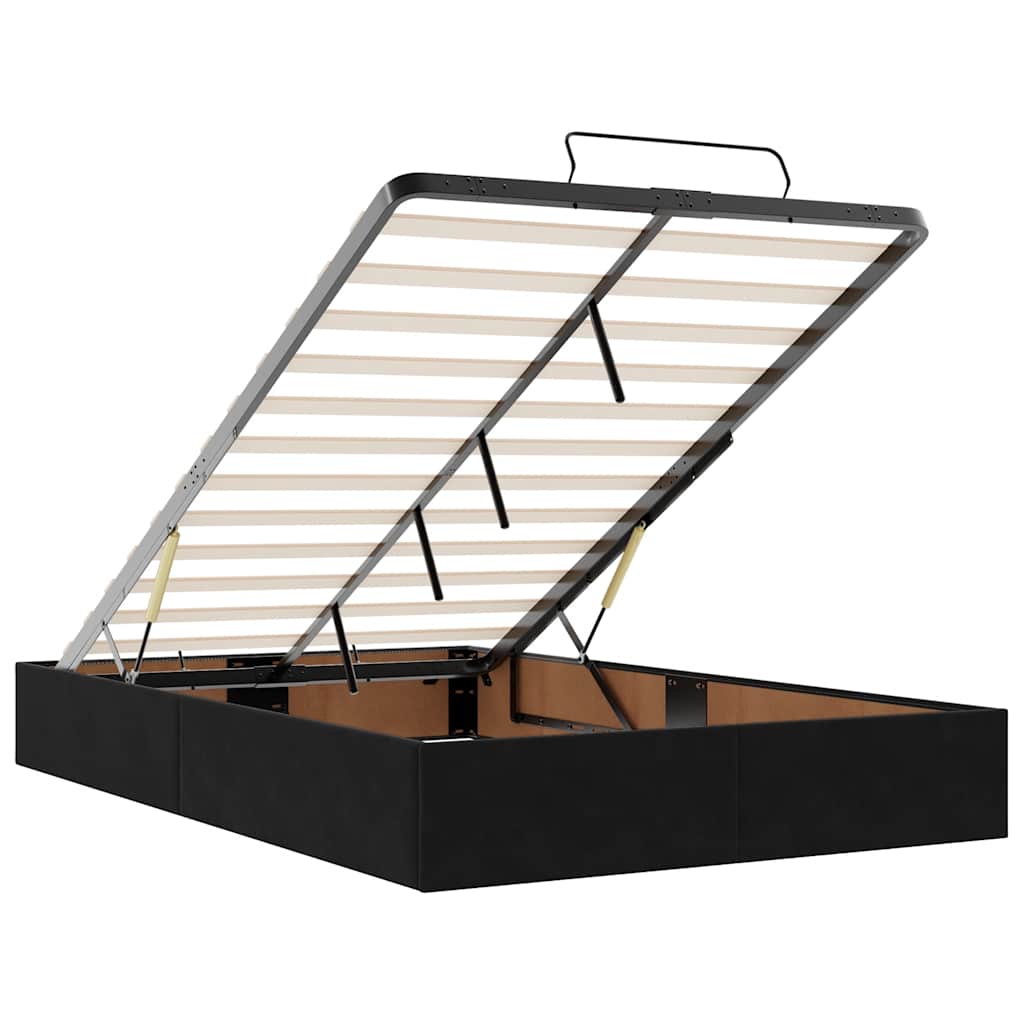 Ottoman Bed with Mattresses Black 120x200cm Velvet