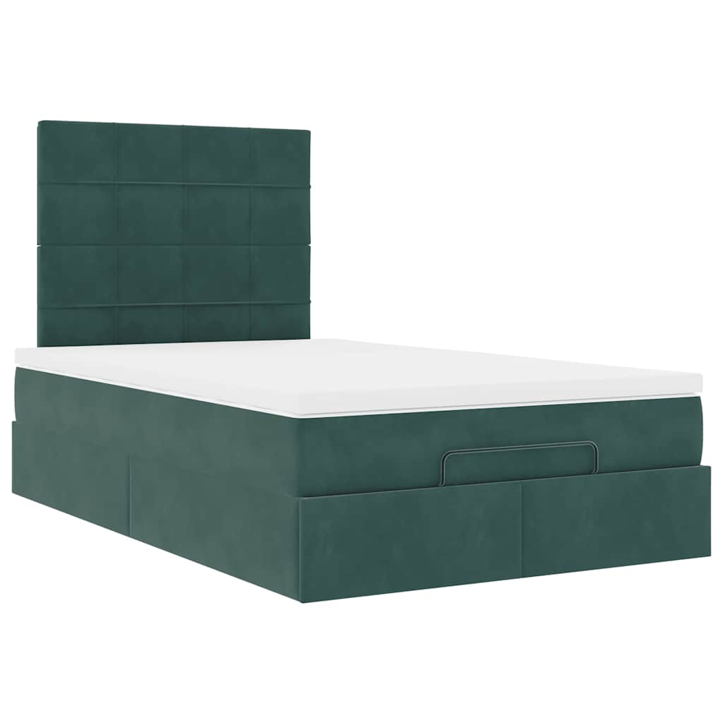 Ottoman Bed with Mattresses Dark Green 120x200cm Velvet