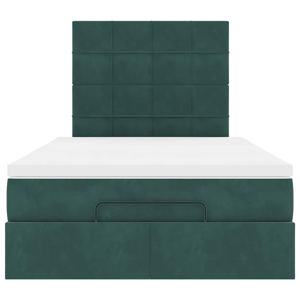 Ottoman Bed with Mattresses Dark Green 120x200cm Velvet