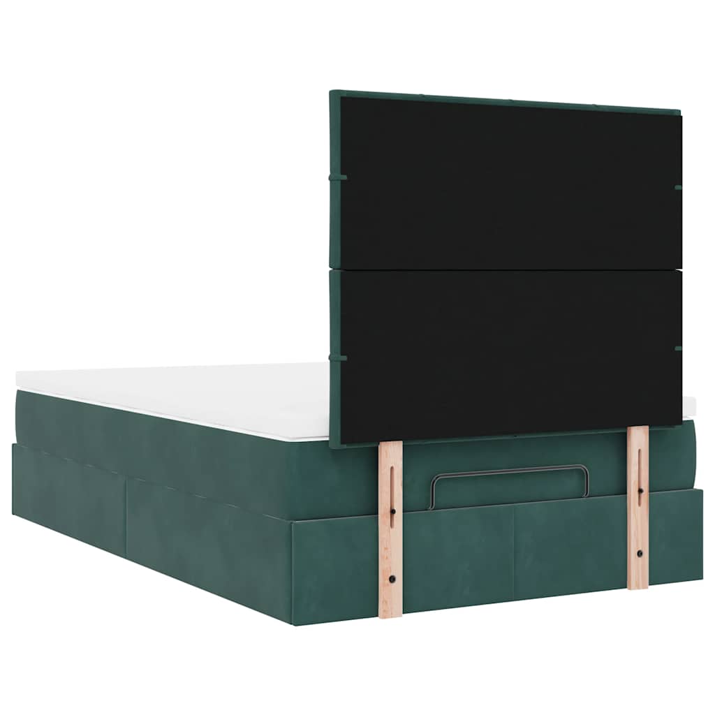 Ottoman Bed with Mattresses Dark Green 120x200cm Velvet