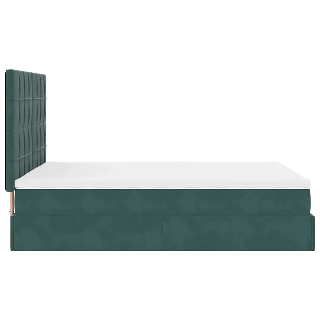 Ottoman Bed with Mattresses Dark Green 140x200cm Velvet