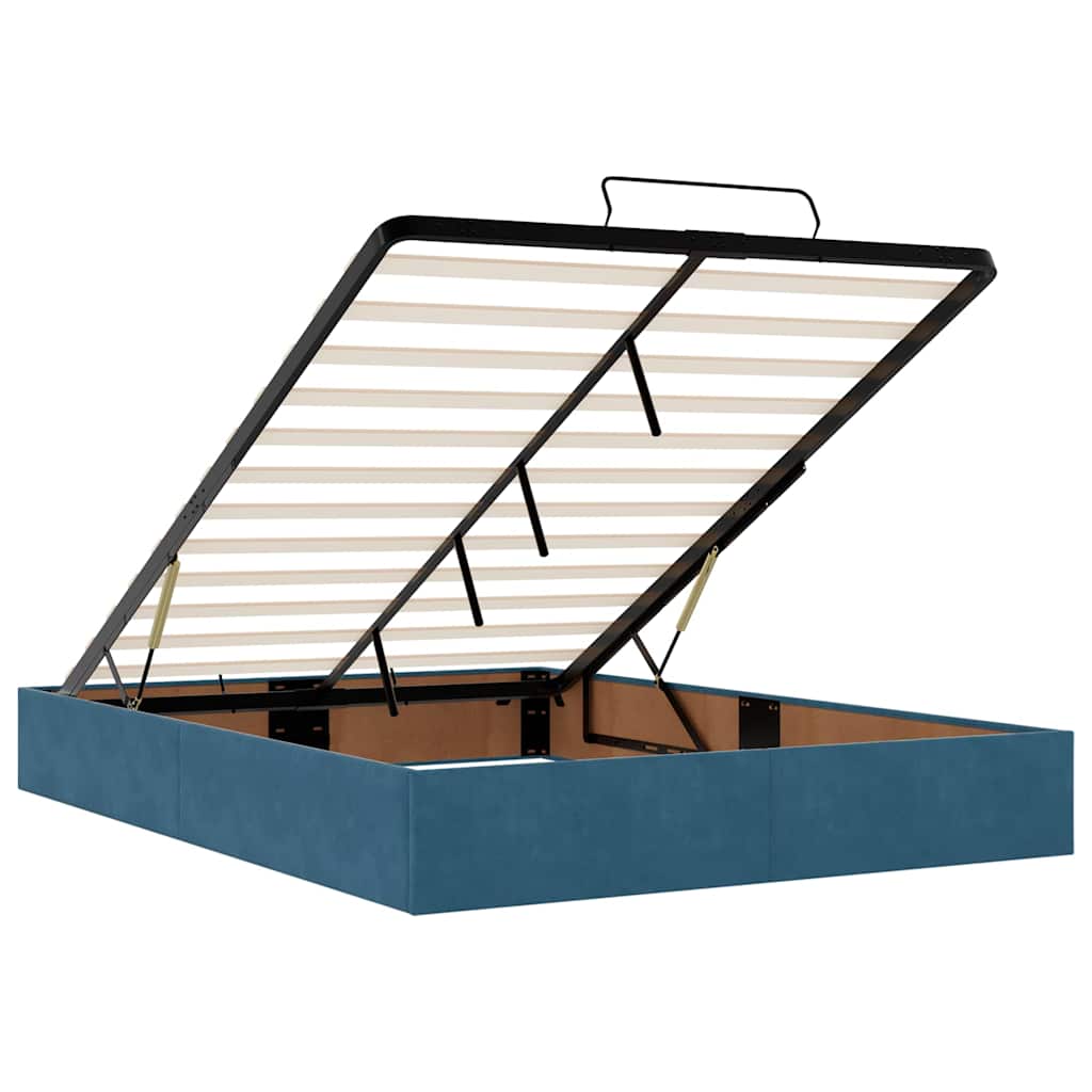 Ottoman Bed with Mattresses Dark Blue 140x200cm Velvet