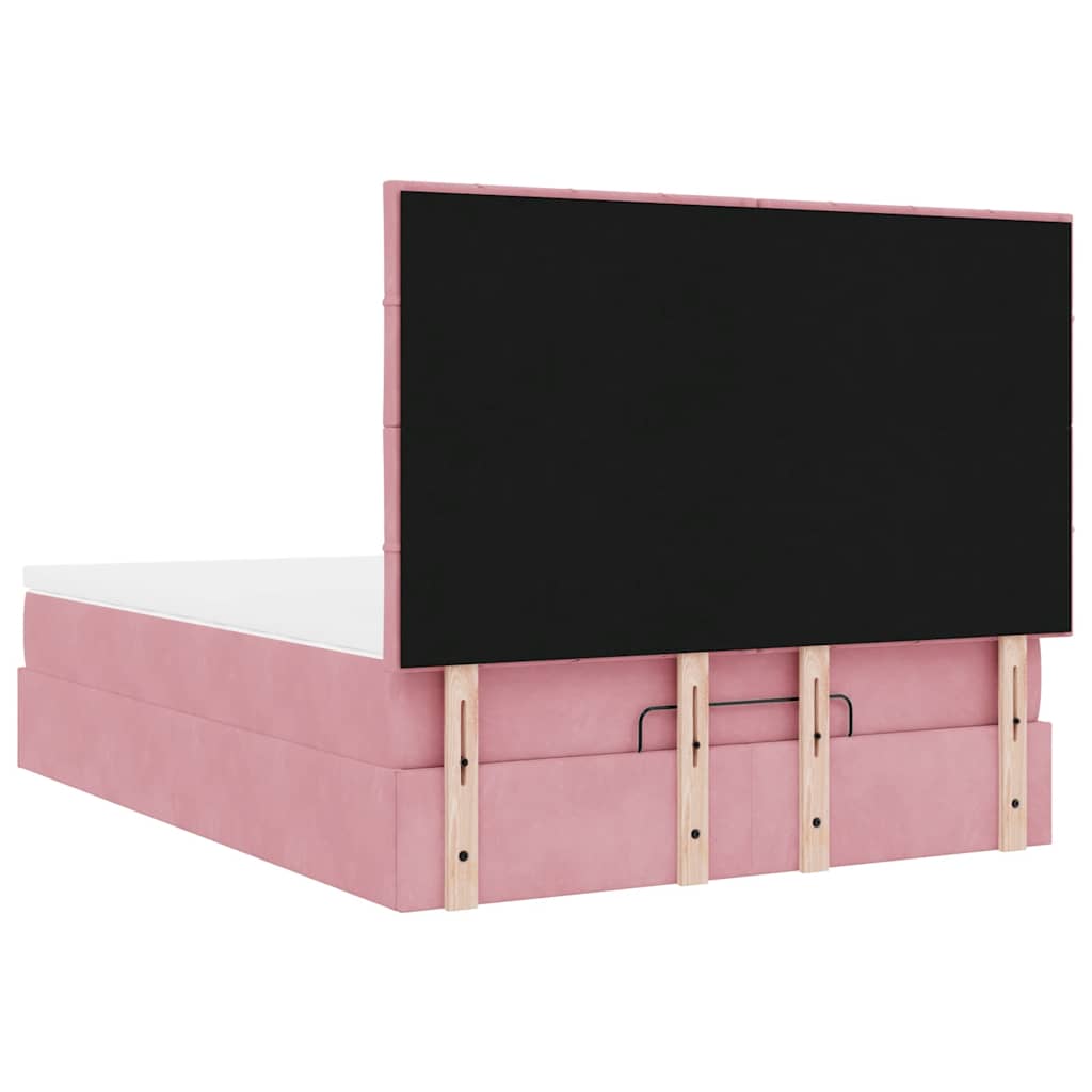 Ottoman Bed with Mattresses Pink 140x200cm Velvet