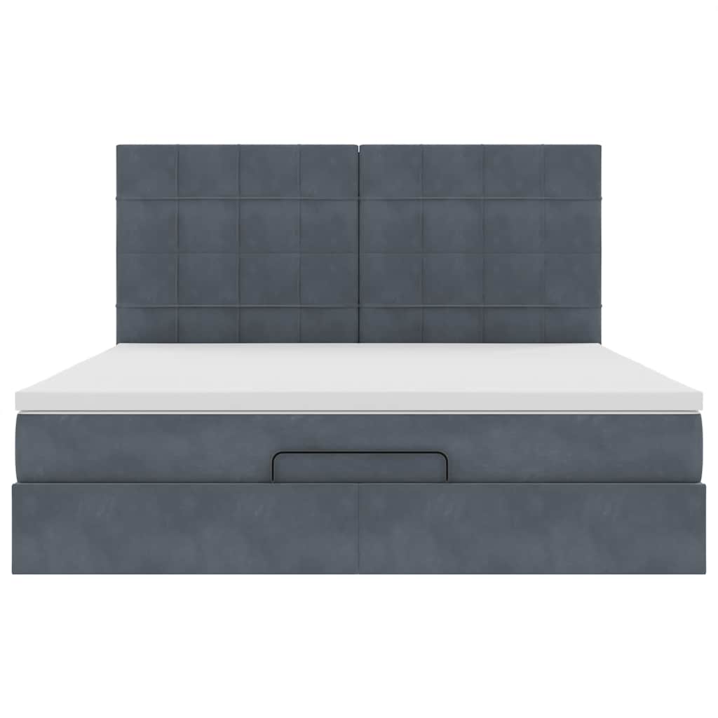 Ottoman Bed with Mattresses Dark Grey 160x200cm Velvet
