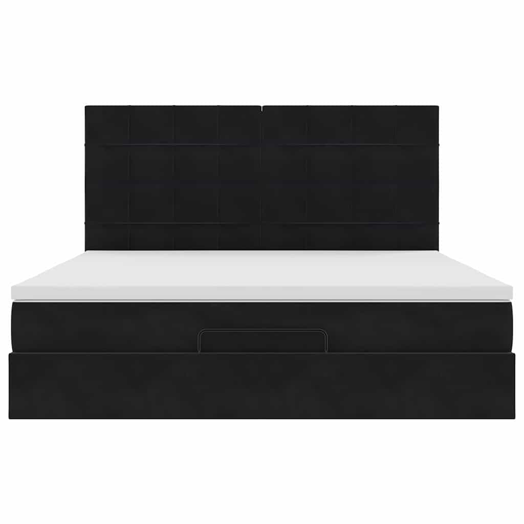 Ottoman Bed with Mattresses Black 160x200cm Velvet