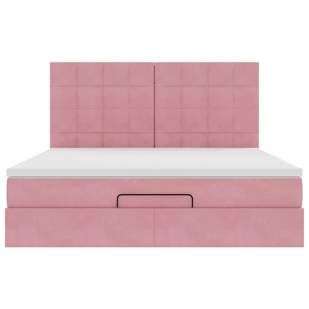 Ottoman Bed with Mattresses Pink 160x200cm Velvet