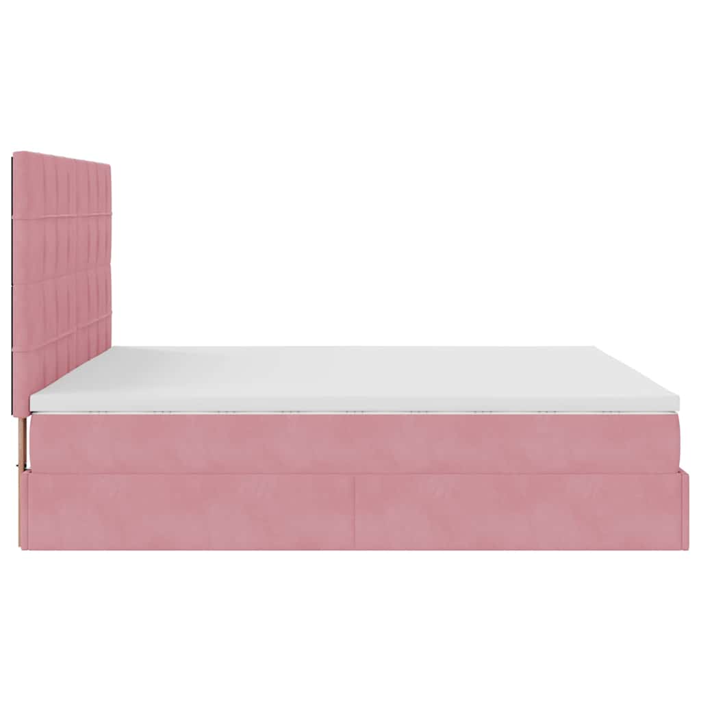 Ottoman Bed with Mattresses Pink 160x200cm Velvet