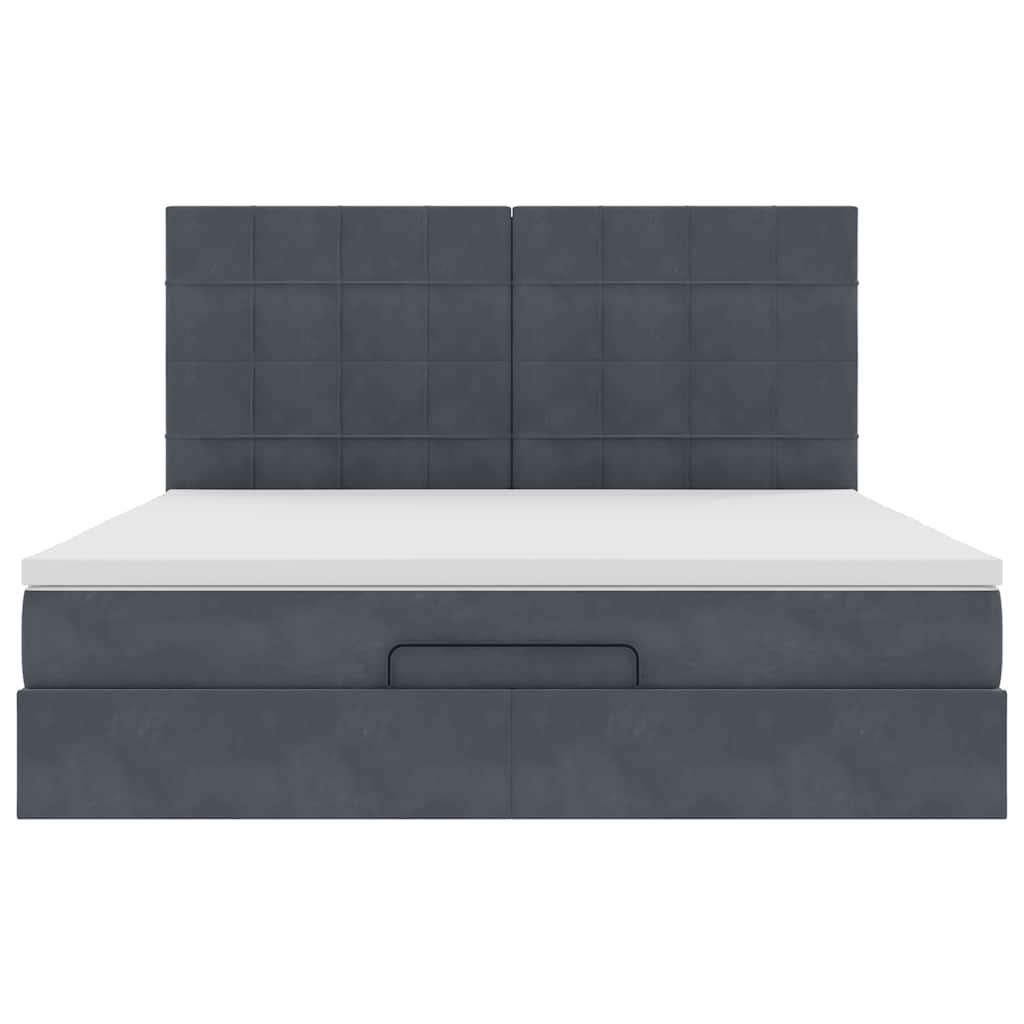 Ottoman Bed with Mattresses Dark Grey 180x200cm Velvet
