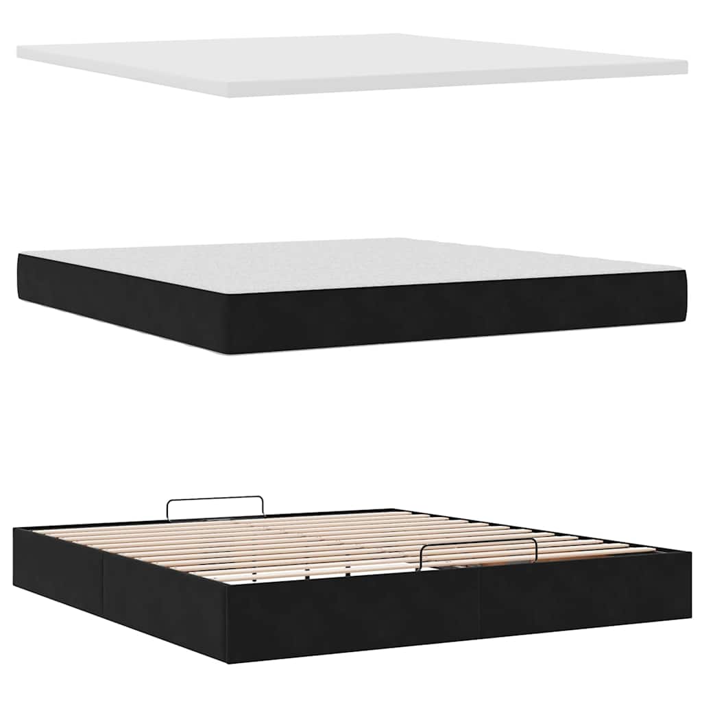 Ottoman Bed with Mattresses Black 180x200cm Velvet