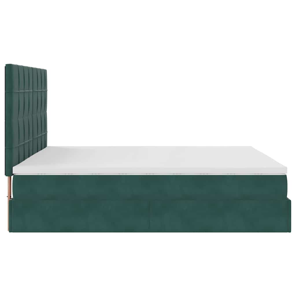 Ottoman Bed with Mattresses Dark Green 180x200cm Velvet