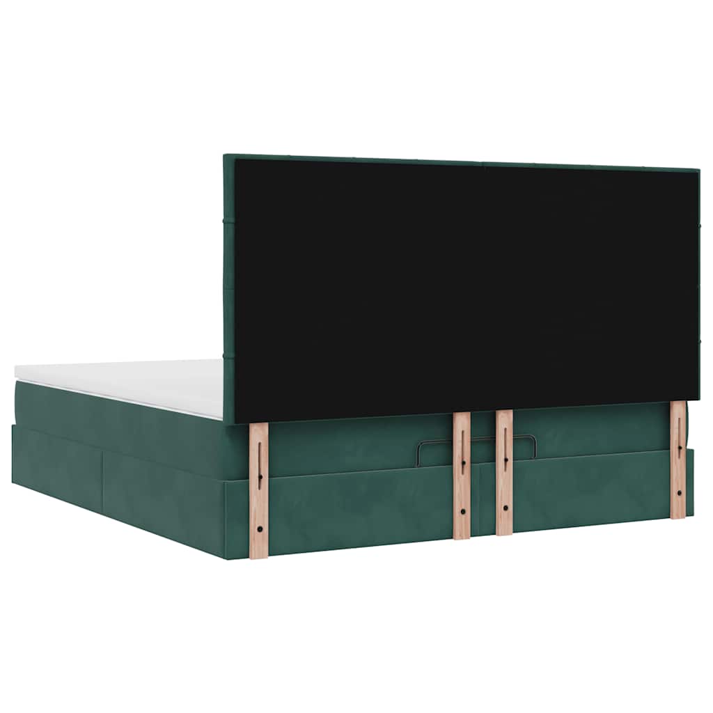 Ottoman Bed with Mattresses Dark Green 180x200cm Velvet