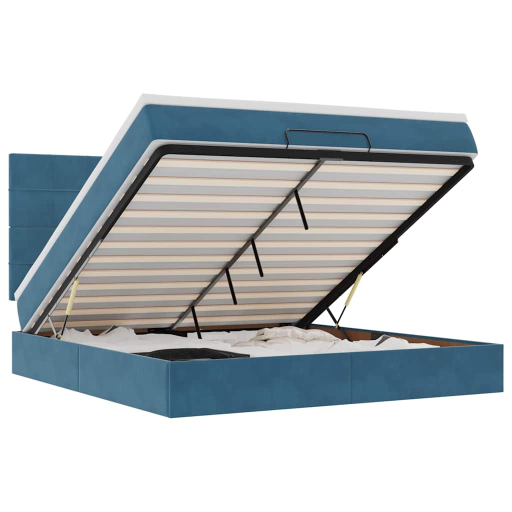 Ottoman Bed with Mattresses Dark Blue 180x200cm Velvet